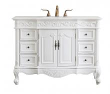 Elegant VF38848AW-VW - 48 inch Single Bathroom vanity in antique white with ivory white engineered marble