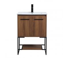 Elegant VF42024WB - 24 inch Single Bathroom Vanity in Walnut Brown