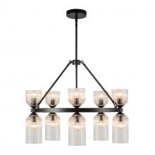  CH442626MBCR - Nelly 26-in Matte Black/Clear Ribbed Glass Socket Chandelier