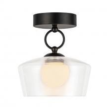  SF443308MBCL-UNV - Leota 8-in Matte Black/Clear Glass LED Semi-Flush Mount