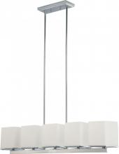  60/4091 - Bento - 5 Light Island Pendant with Satin White Glass - Polished Chrome Finish