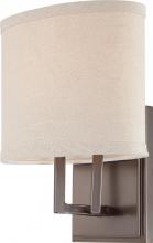  60/4851 - Gemini - 1 Light Vanity with Khaki Fabric Shade - Hazel Bronze Finish