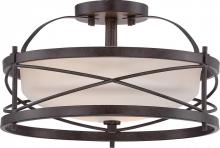  60/5335 - Ginger - 2 Light Semi Flush with Satin White Glass - Old Bronze Finish