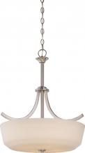  60/5827 - Laguna - 4 Light Pendant with White Glass - Brushed Nickel Finish