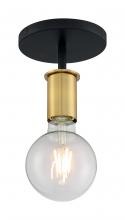  60/7343 - Ryder - 1 Light Semi-Flush with- Black and Brushed Brass Finish