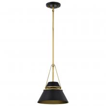  60/7767 - Adina 1 Light Small Pendant; Matte Black and Natural Brass Finish