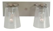  4852 SP/PN/CS - 2-Light Satin Pewter/Polished Nickel/Clear Seedy Glass Mercer Bath Sconce