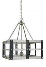  5346 SP/MBLACK - 5-Light Satin Pewter/Matte Black Metro Artisan Dining Chandelier