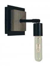  5437 Mblack - 1-Light Matte Black With Grey Oak Accents Loft Sconce