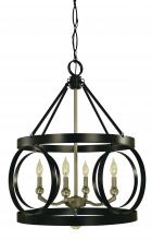  5704 MBLACK/SB - 4-Light Matte Black/Satin Brass Amelia Dining Chandelier