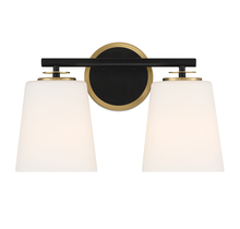  M80077MBKNB - 2-Light Bathroom Vanity Light in Matte Black and Natural Brass