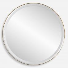  09947 - Crofton Lighted Brass Round Mirror