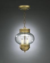  2032G-AB-LT2-CLR - Onion Hanging No Cage With Galley Antique Brass 2 Candelabra Sockets Clear Glass