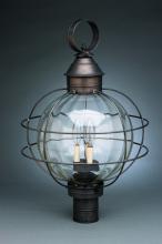 Northeast Lantern 2853-VG-LT3-CLR - Caged Round Post Verdi Gris 3 Candelabra Sockets Clear Glass