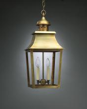 Northeast Lantern 5542-VG-LT2-CLR - Pagoda Hanging Verdi Gris 2 Candelabra Sockets Clear Glass