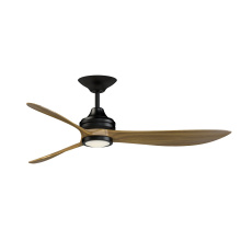 Fanimation FPD6725BLK - Aviara 60 inch Indoor/Outdoor Ceiling Fan with LED CCT Select Light Kit - Black with Koa blades